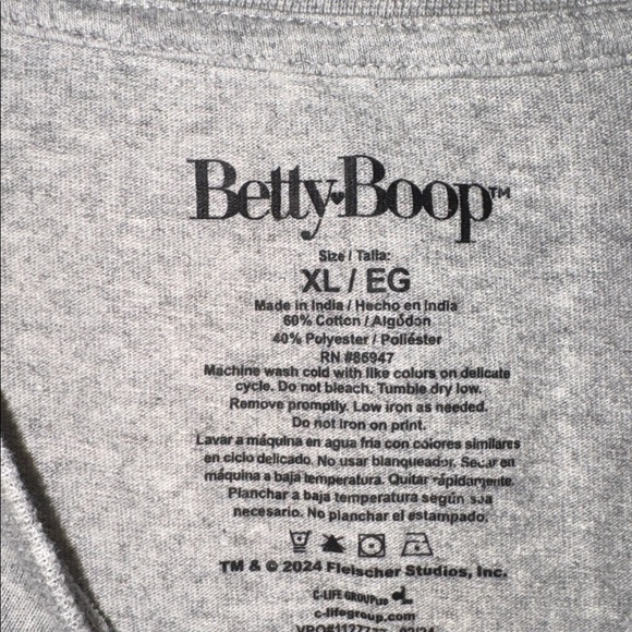Betty Boop Gray and Red T-Shirt with Famous Character XL - Picture 3 of 3
